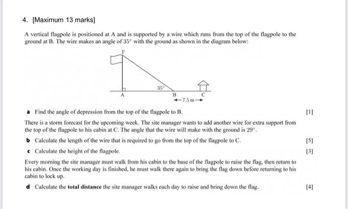 Solved Maximum Marks A Vertical Flagpole Is Chegg