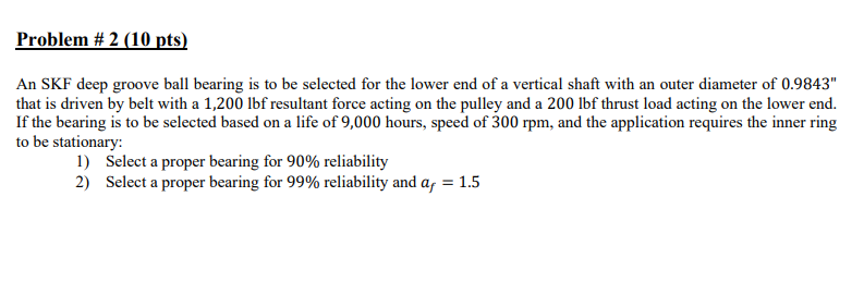 Problem Pts An Skf Deep Groove Ball Bearing Chegg