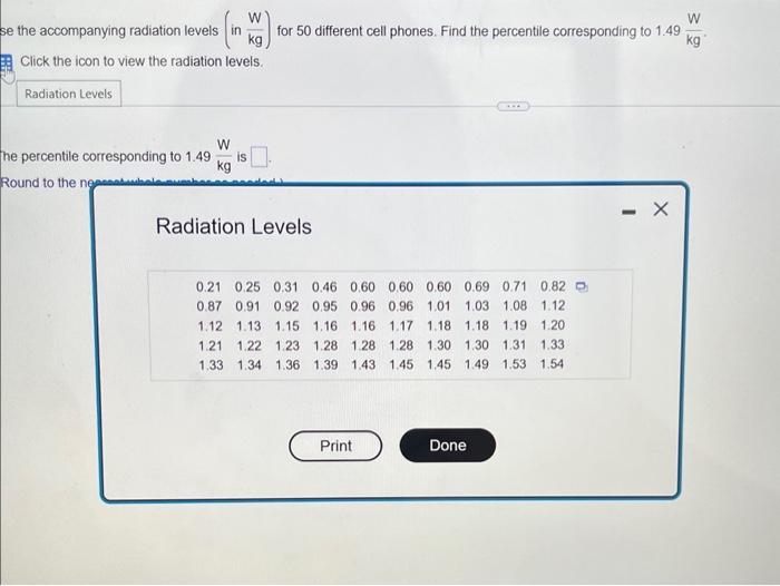 Solved Use The Accompanying Radiation Levels In Kgw For Chegg