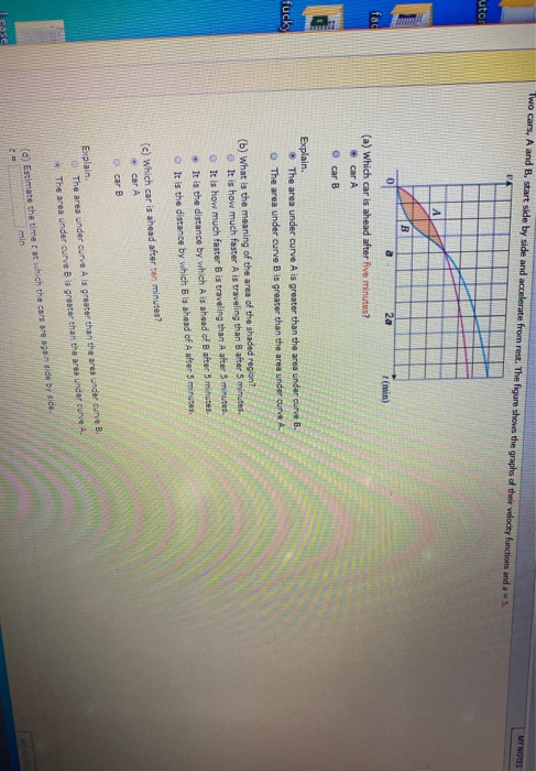 Solved Two Cars A And B Start Side By Side And Accelerate Chegg