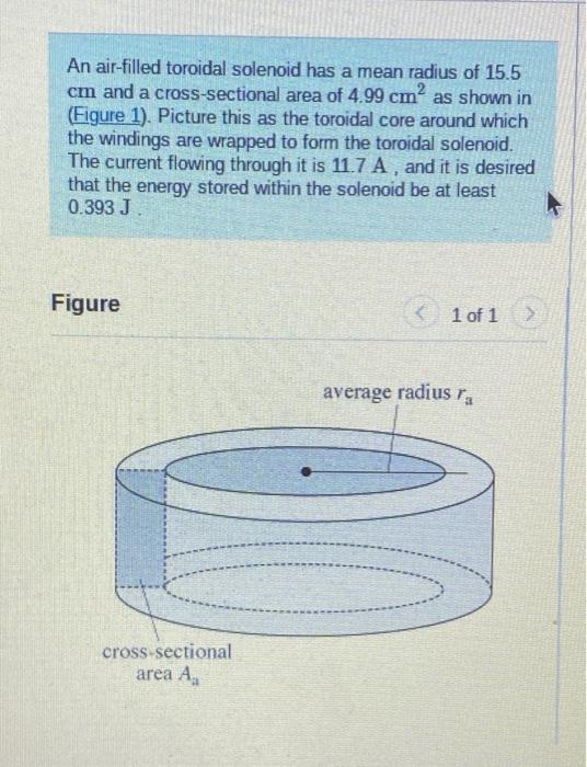 Solved An Air Filled Toroidal Solenoid Has A Mean Radius Of Chegg