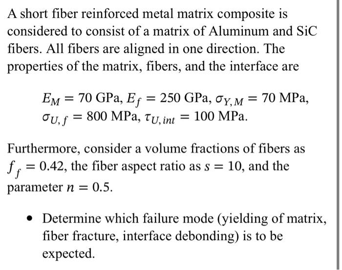 Solved A Short Fiber Reinforced Metal Matrix Composite Is Chegg