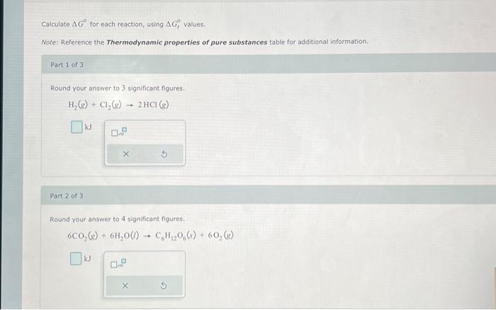 Solved Calculate G For Each Reaction Using Gf Values Chegg