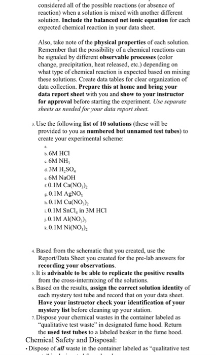 Solved Name Station Date Chm The Ten Test Tube Mystery Chegg