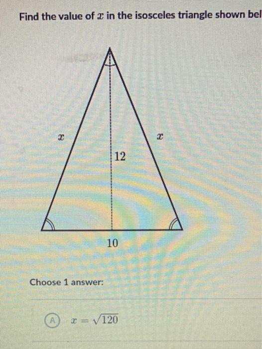 Solved Find The Value Of X In The Isosceles Triangle Shown Chegg