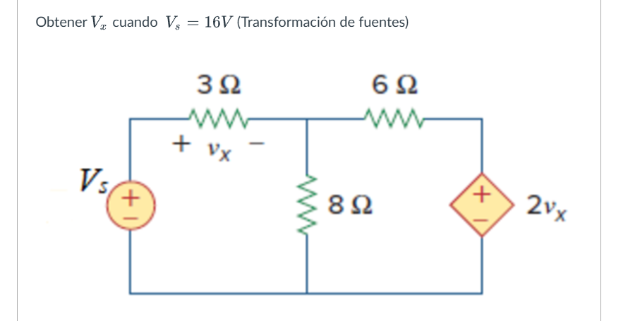 Solved Obtener Vx Cuando Vs V Transformaci N De Chegg