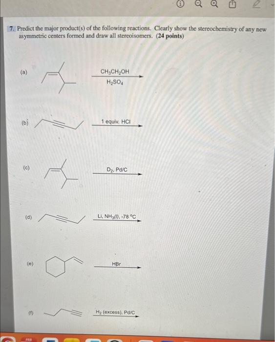 Solved Predict The Major Product S Of The Following Chegg