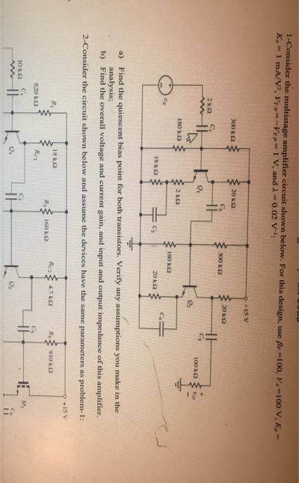 Solved Consider The Multistage Amplifier Circuit Shown Chegg