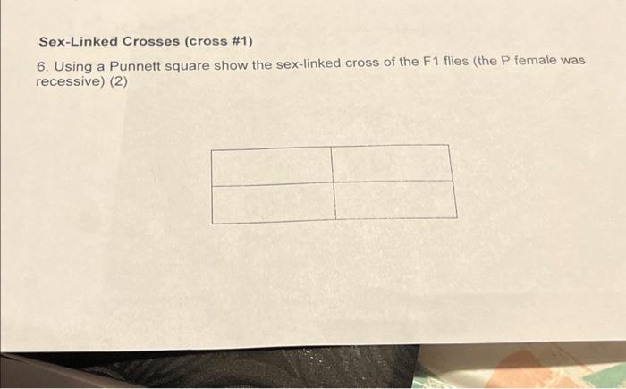 Solved Sex Linked Crosses Cross 1 6 Using A Punnett Chegg