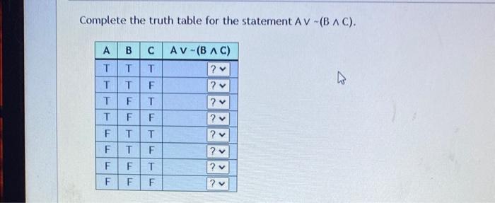 Solved Complete The Truth Table For The Statement A BC Chegg