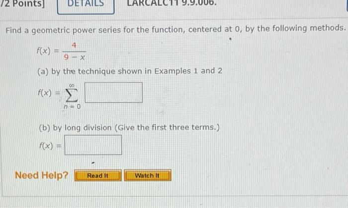 Solved Points Details Larcalc Ob Find A Geometric Power Chegg