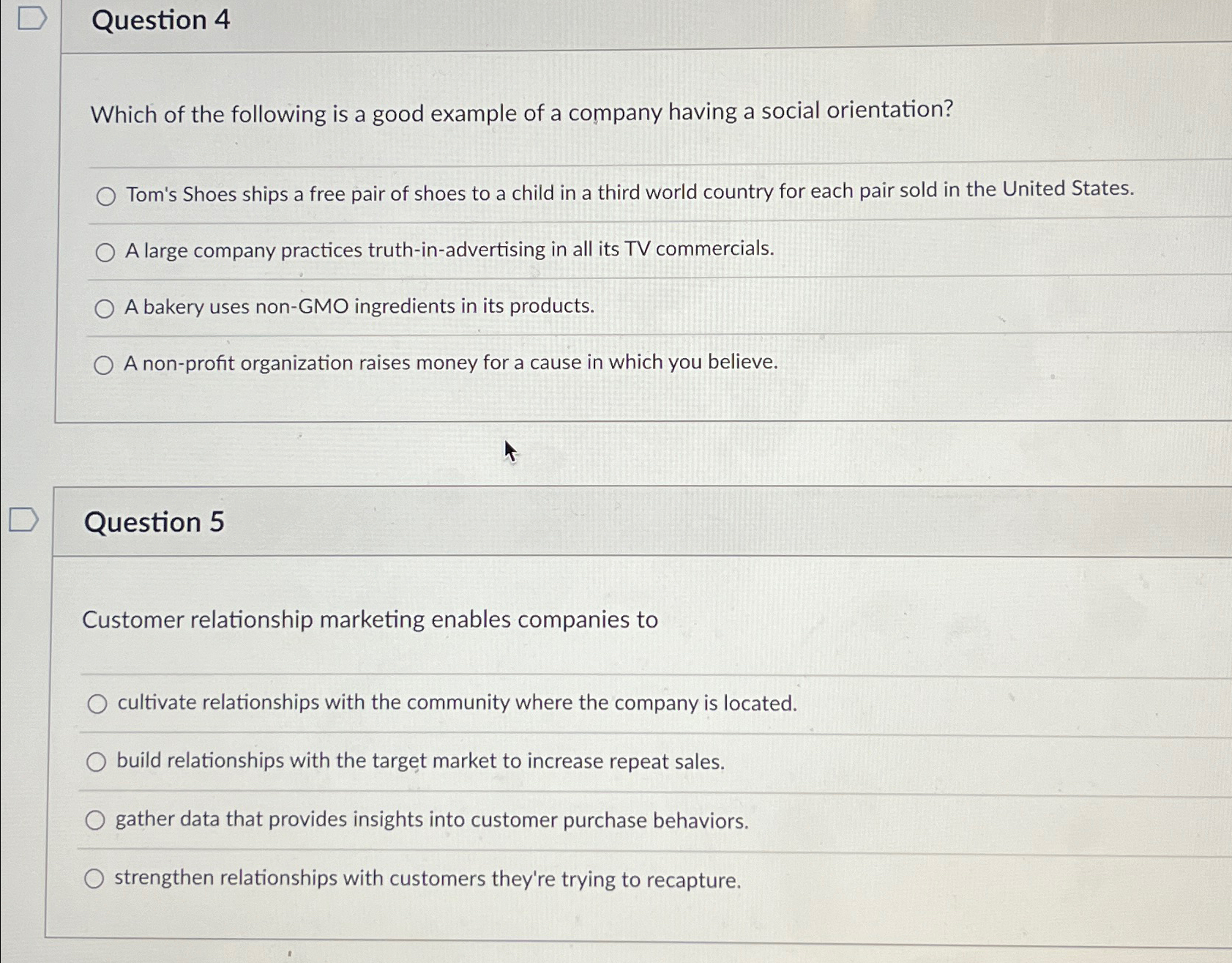 Solved Question Which Of The Following Is A Good Example Of Chegg