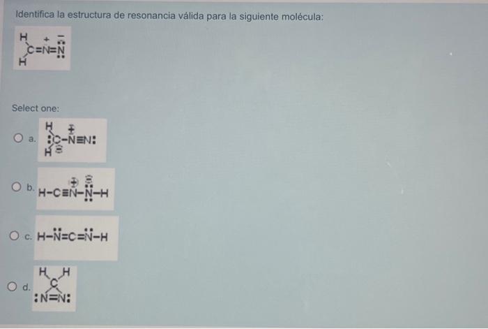 Solved Identifica la estructura de resonancia válida para la Chegg