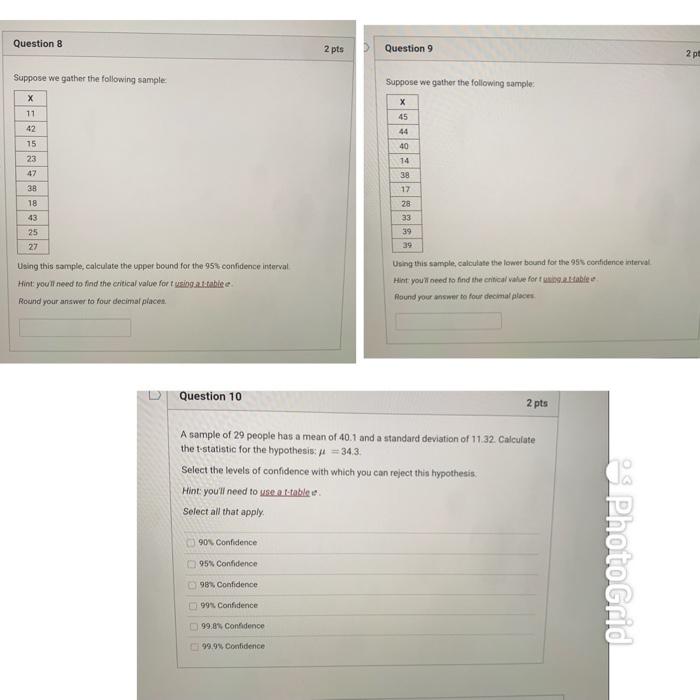 Solved Question 8 2 Pts Question 9 2pl Suppose We Gather The Chegg