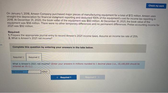 Solved Check My Work On January Ameen Company Chegg