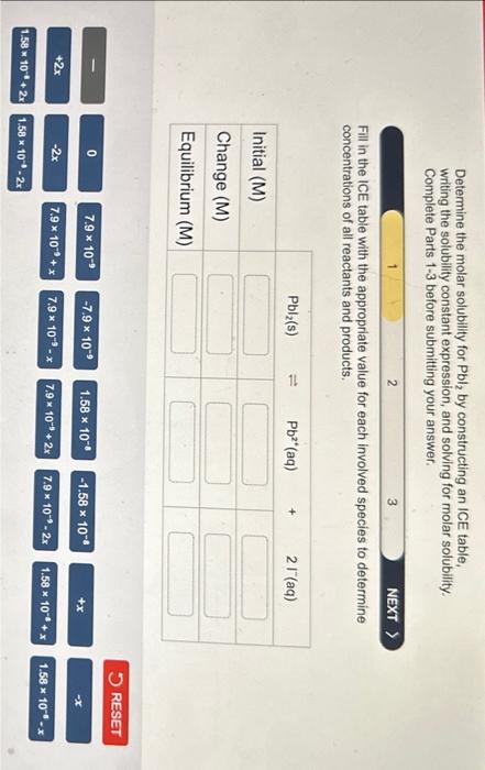 Determine The Molar Solubility For PbI2 By Chegg