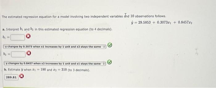 Solved The Estimated Regression Equation For A Model Chegg