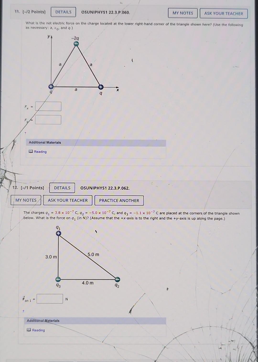 Solved What Is The Net Electric Force On The Charge Located Chegg