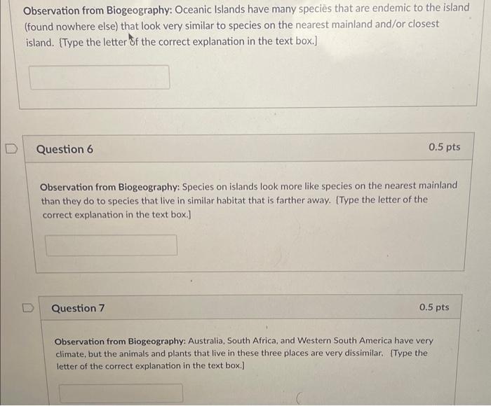 Solved Observation From Biogeography Oceanic Islands Have Chegg