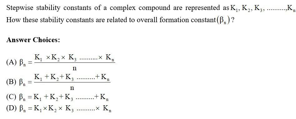 Solved Stepwise Stability Constants Of A Complex Compound Chegg