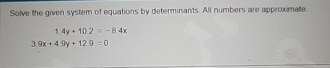 Solved Solve The Given System Of Equations By Determinants Chegg