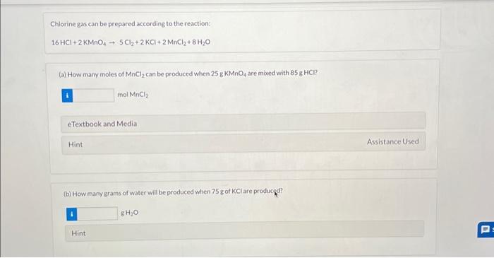 Solved Chlorine Gas Can Be Prepared According To The Chegg