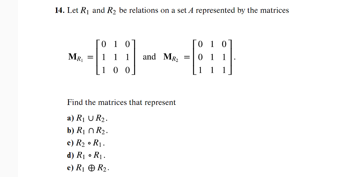 Solved Let R And R Be Relations On A Set A Represented Chegg