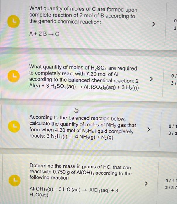 Solved What Quantity Of Moles Of C Are Formed Upon Complete Chegg