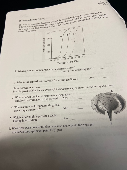 Solved Chem Spring 2009 H Protein Folding 10 Pts The Chegg