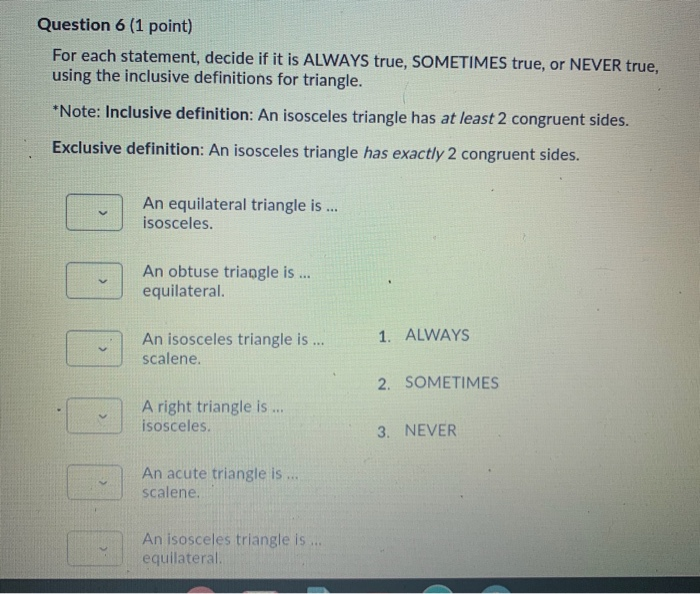 Solved Question Point For Each Statement Decide If It Chegg