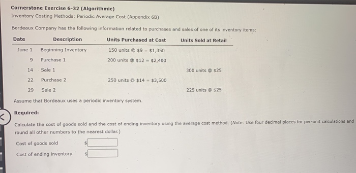 Solved Cornerstone Exercise 6 32 Algorithmic Inventory Chegg