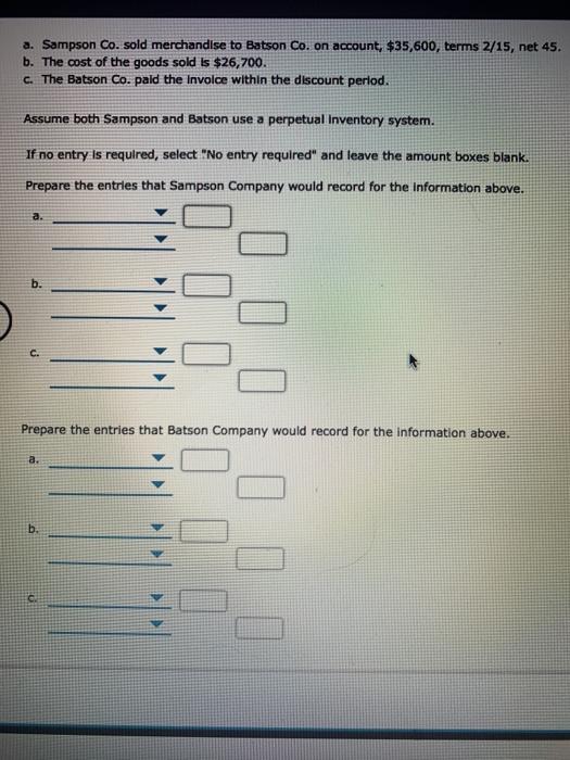 Solved A Sampson Co Sold Merchandise To Batson Co On Chegg