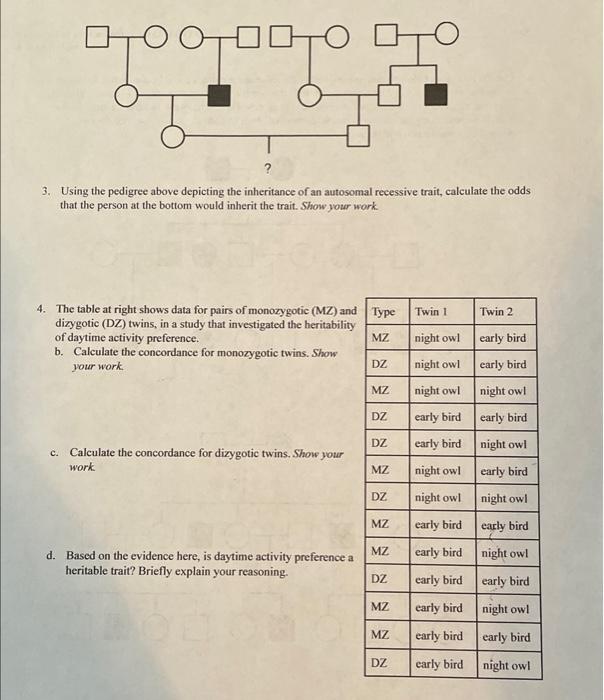 Solved 1 Use The Pedigrees Below To Determine Whether The Chegg