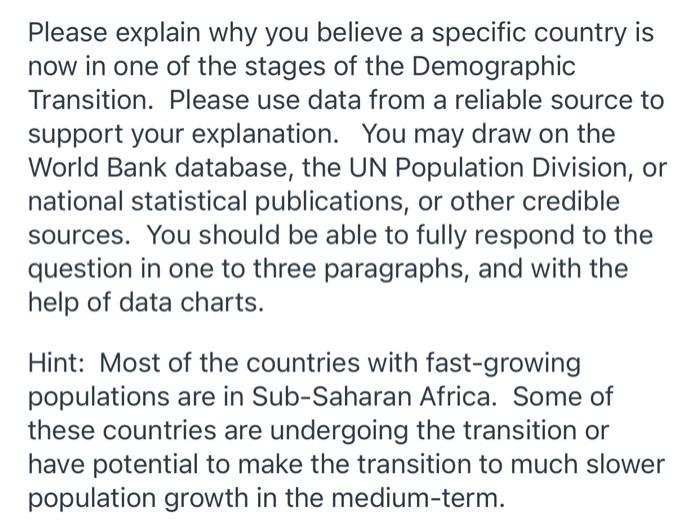 Solved Please Explain Why You Believe A Specific Country Is Chegg