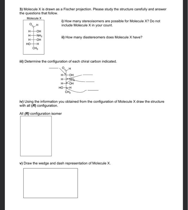 Solved 3 Molecule X Is Drawn As A Fischer Projection Chegg