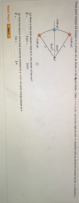 Solved Three Point Charges Are Located On A Circular Arc As Chegg