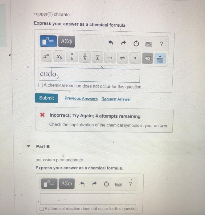 Solved Copper I Chlorate Express Your Answer As A Chemical Chegg