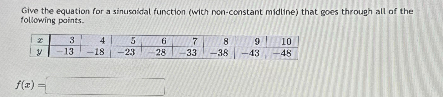 Give The Equation For A Sinusoidal Function With Chegg