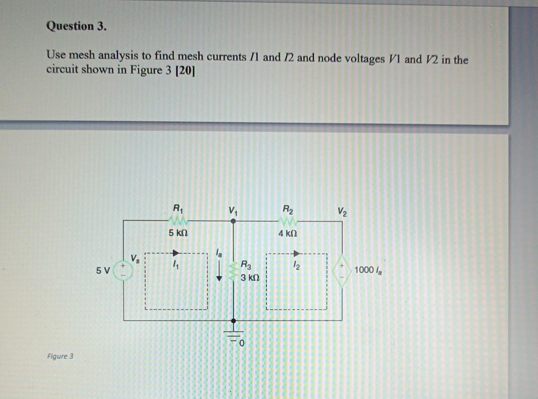 Solved Question Use Mesh Analysis To Find Mesh Currents Chegg