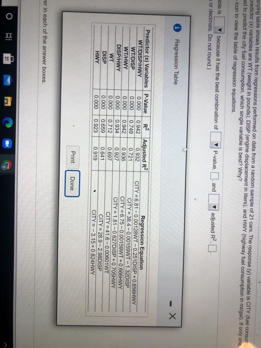 Solved O The Accompanying Table Shows Results From Chegg