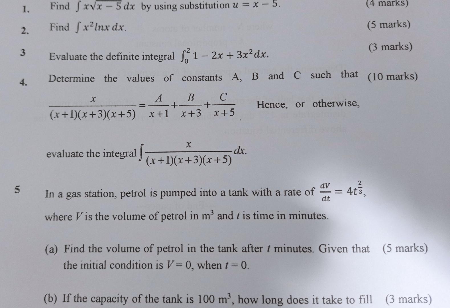 Solved 4 Marks 1 Find S Xvx 5 Dx By Using Substitution Chegg