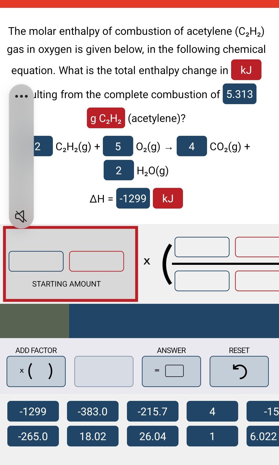 Solved The Molar Enthalpy Of Combustion Of Acetylene C H Chegg