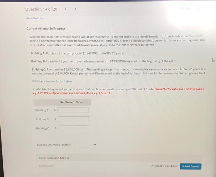 Solved Current Attempt In Progress Ivanhoe Inc Manufactures Chegg