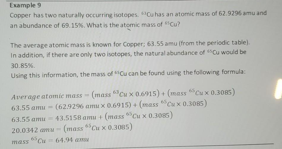 Solved Example Copper Has Two Naturally Occurring Chegg