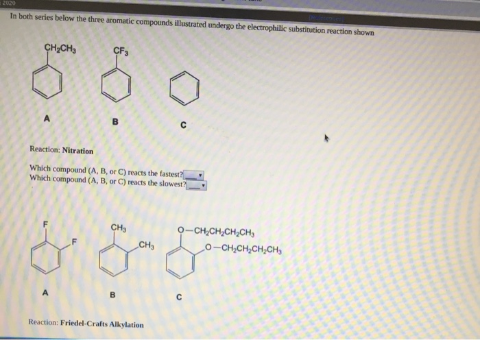 Solved In Both Series Below The Three Aromatic Compounds Chegg