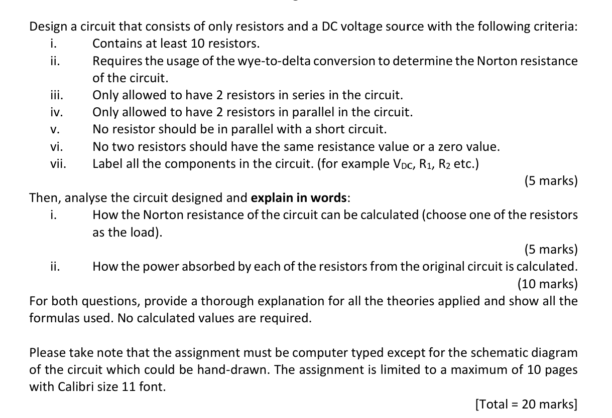 Solved Design A Circuit That Consists Of Only Resistors