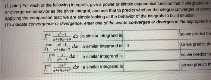 Solved Point For Each Of The Following Integrals Give A Chegg