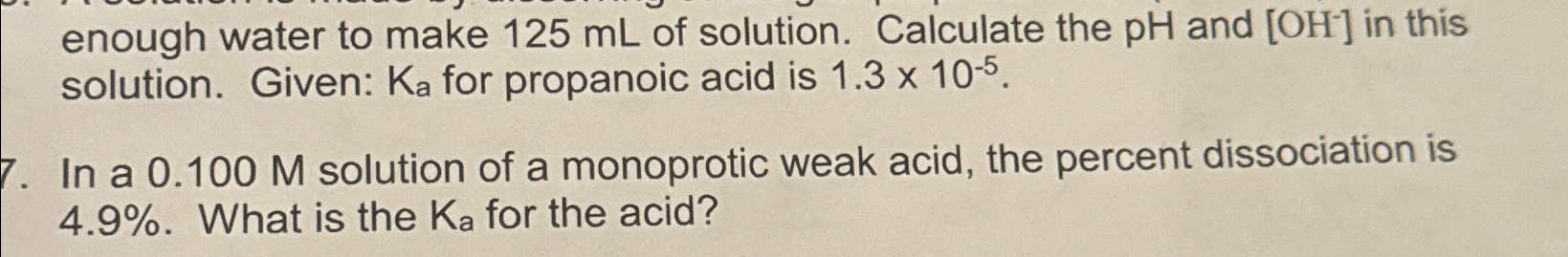 Solved 7 In A 0 100M Solution Of A Monoprotic Weak Acid Chegg