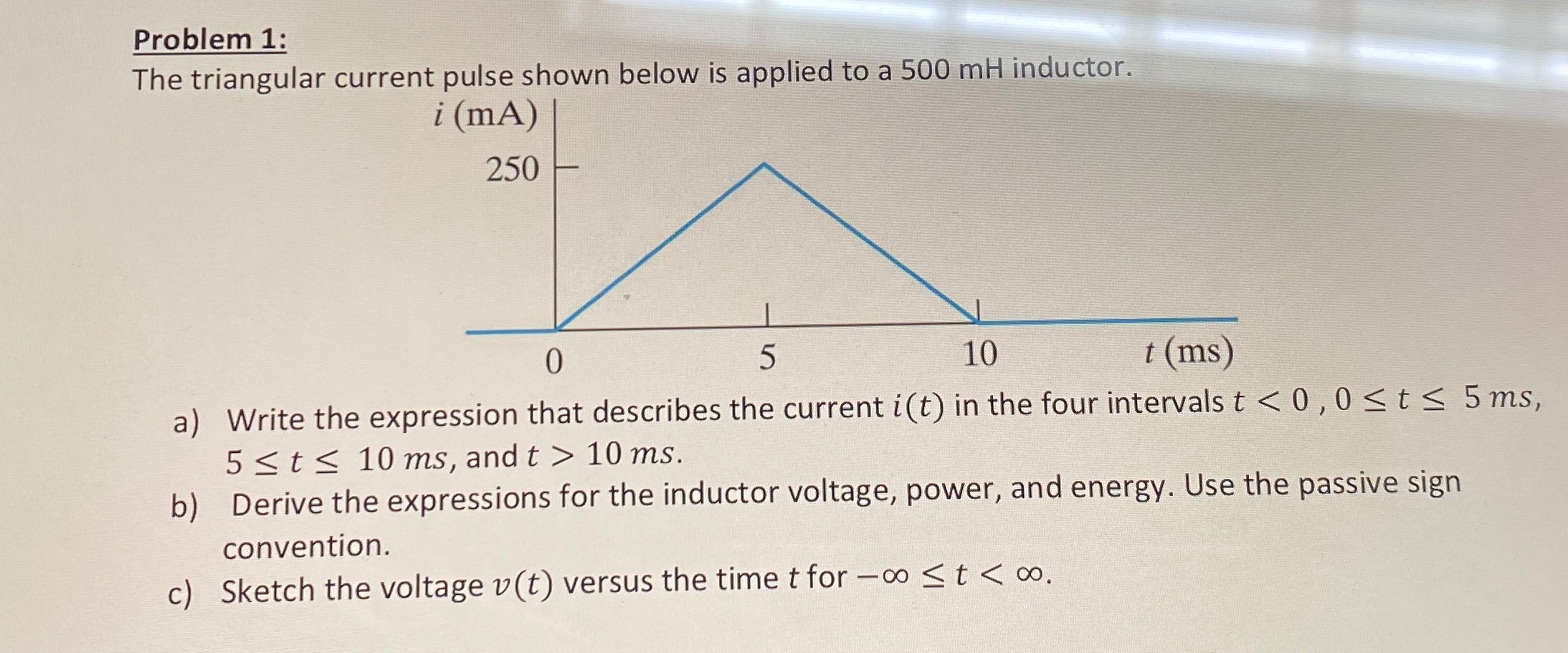 Solved Problem The Triangular Current Pulse Shown Below Is Chegg