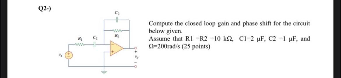 Q2 R1 R2 10kΩ C1 2μF C2 1μF andΩ 200rads 25 Chegg